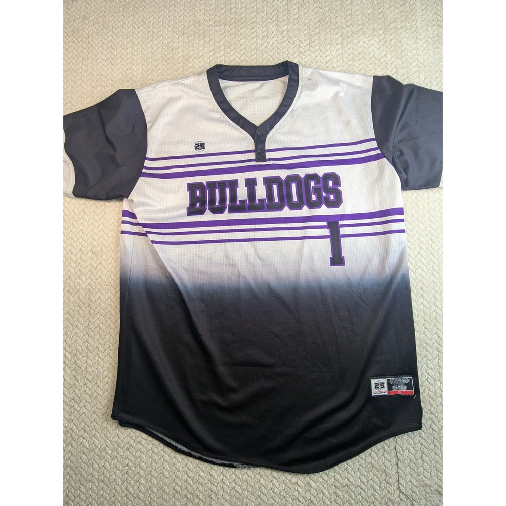 Bulldogs Baseball Jersey Mens‎ XL Purple White Black Ombre Athletic TwoFive